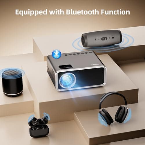 FUDONI Projector with WiFi and Bluetooth 4K Supported, Upgraded Outdoor Movie Projectors Native 1080P FHD 12000L, Video Proyector for Home Theater, Compatible w/HDMI/USB/iOS/Android/Windows/TV Stick