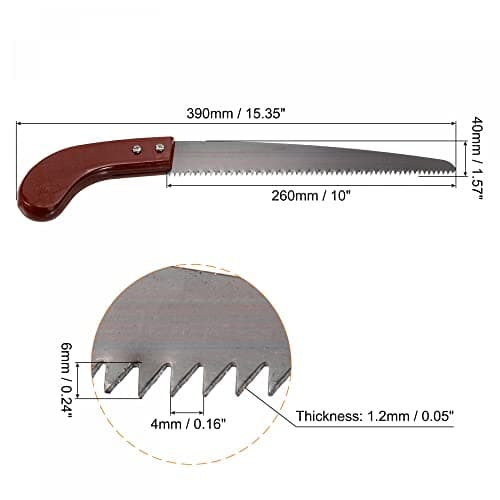 uxcell 10 Inch Pruning Saws, Straight Blade Hand Saw Wood Handle for Camping Garden Wood Tree Branches Trimming
