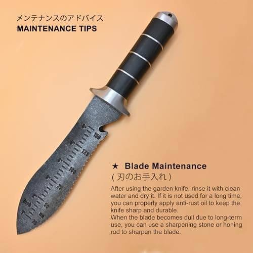 TONMA Hori Hori Garden Knife [Made in Japan] Heavy Duty Stainless Steel Japanese Hori Knife with Sheath Garden Tools, Natural Wenge Wood Handle, Full Tang, 5.5-Inch Blade