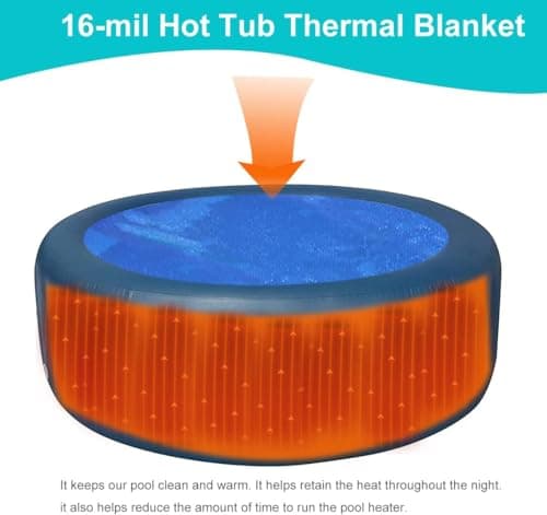 Hot Tub Thermal Blanket Bubble Cover 16 Mil Insulation Blanket,6ft x 6ft Floating Spa Solar Blanket