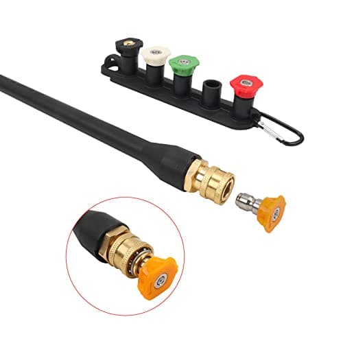 Pressure Washer Replacement Spray Wand with Turbo Nozzle and 5 Spray Tips and Belt Clip Nozzle Holder, Compatible with Husky Greenworks Ryobi Homelite Portland Electric Pressure Washers