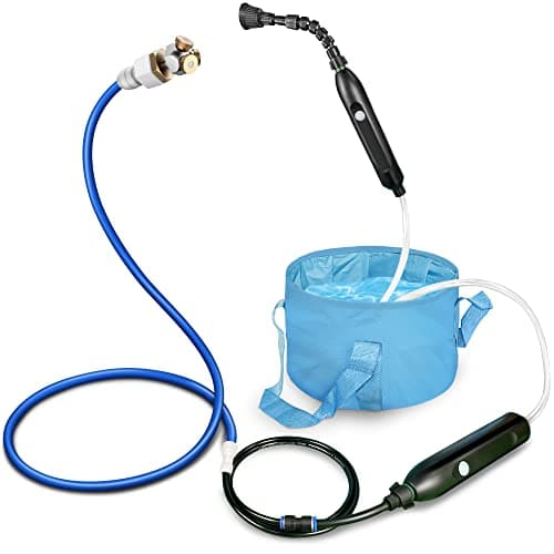 Portable Misting System with Water Pump, Plant Sprayer & Garden Hose Mister 3-in-1, No Faucet Required Misters for Outside Patio Beach Camping Golf Cart Boat, Smart Misting Cooling System