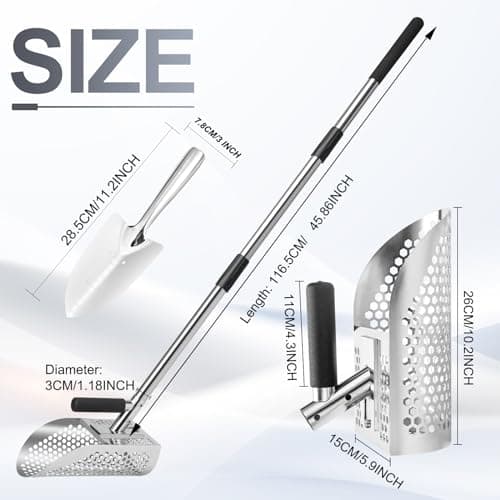 GADFISH Sand Scoop for Metal Detecting, Metal Detector Scoop, Stainless Steel Sand Sifter Shovel, Fast Sifter Shovel for Underwater Treasure Hunting (Stainless Steel)