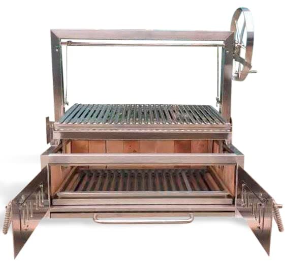Built In/Table Top Charcoal Outdoor BBQ, Stainless Steel #430 Body and #304 Grates, Rotisserie Parrilla Santa Maria/Argentine Grill Spit