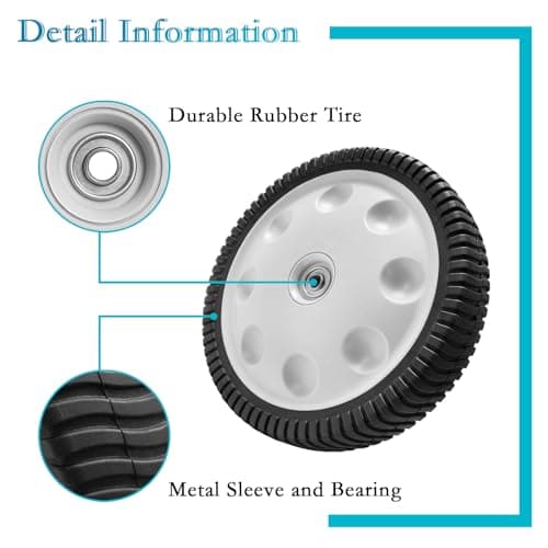 12 Inch 734-04019 Rear Wheel Replacement for MTD 734-04127, Lawn Mower Wheel 12" x 2.125" S-Wave Wheel Tire Compatible with Most Troy Bilt Walk-Behind Push Lawn Mower, 2 Pack