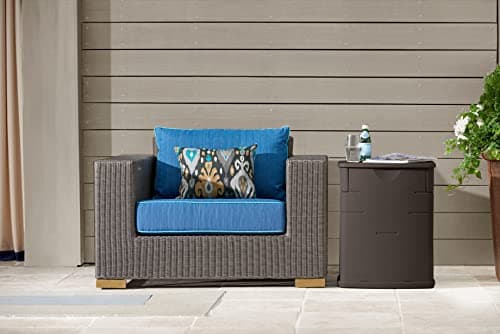 Rubbermaid Small Resin Outdoor Storage Deck Box (19 Gal), Weather Resistant, Brown, Deck Organization for Home/Small Garden Tools/Grilling Accessories/Pool Supplies