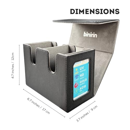 MTG Deck Box 280+ Card Storage Case, Durable Commander Deck Protector | Reinforced Shell | Portable Gaming Accessories Organizer, 2 Display Windows, for TCG Magic cards (Black&Grey)