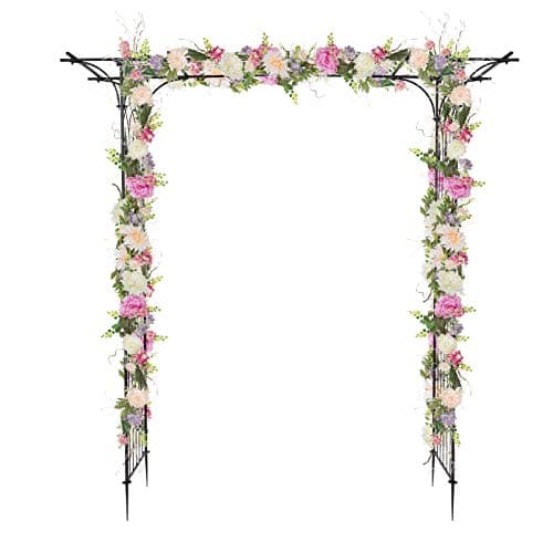 VINGLI Garden Arbor, Arch Archway for Wedding Ceremony Party, Steel Garden Trellis for Plant Climbing, Christmas Decorations Pergola for Backyard, Lawn (Black)
