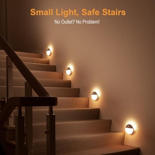 2 Pack Stair Lights Indoor, Stick on Lights, Motion Sensor Night Light, 3 Modes, Dimmable, Portable Battery Night Light for Closet, Cabinet, Bathroom, Bedroom, Kids, Tents, Travel, Warm White