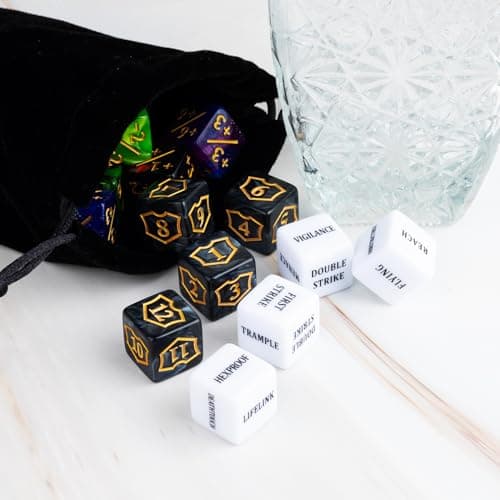 63 Pieces MTG Dice Counters Bulk Ability Keywords MTG Tokens Shield Life Counter 6 Sided Dice Set for Magic The Gathering,TCG,Cards Gaming Accessories
