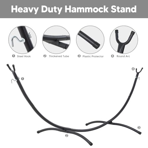 SUNCREAT Hammocks Standing Patio Hammock, Portable Hammock with Stand Foldable, Dark Gray