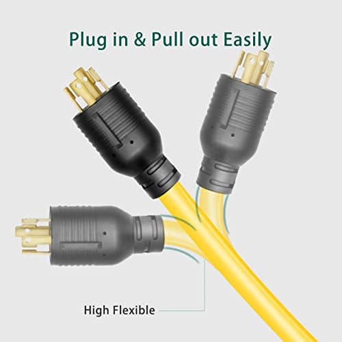 Heavy Duty L14-30P 30 Amp to 110 Generator Adapter Cord Distribution to 4X 5-20R 1.5 FT Household Outlet Female with Dust Protection Caps 125/250V 7500W STW 10AWG/4C ETL Listed