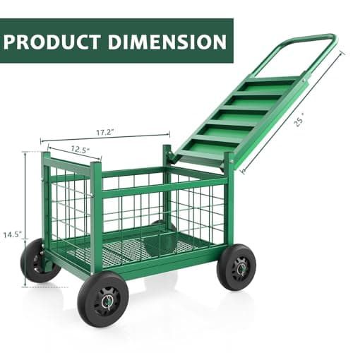 FLINTER Rolling Garden Work Seat with Wheels, Heavy Duty Gardenning Cart with Seat - Garden Rolling Cart Stools w/Wheels for Seniors