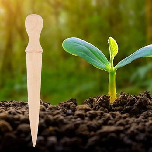 Wooden Hand Dibber, Ergonomic Sow Dibber Hole Punch, 5.79x0.79 inches, Scientific Gardening Excavation Tool for Planting, Yard, Balcony, Nursery, Seedling Transplanting