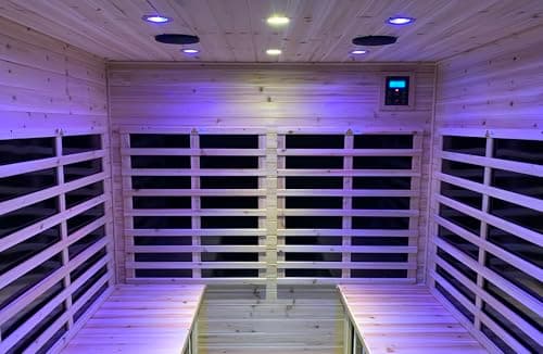 LTCCDSS Garner Outdoor Sauna 4 Person, Far Infrared Sauna, Low EMF Sauna Room for Home, Low EMF Heaters | Chromotherapys | Bluetooth Speakers | Canadian Hemlock | 59.1 * 82.7 * 48.4