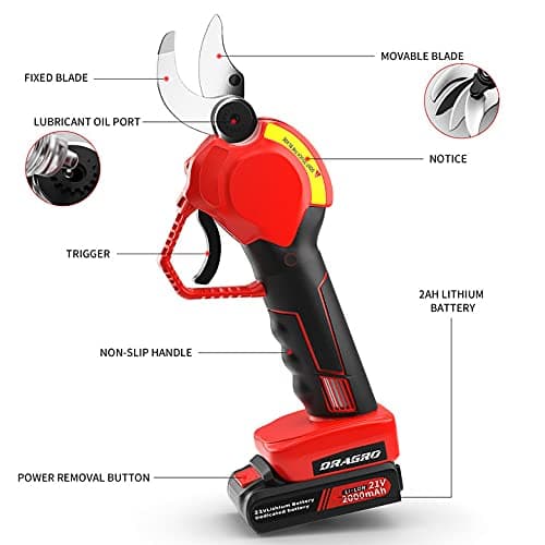 Electric Pruning Shears Professional Cordless Electric Pruning Battery Powered, Tree Branch Pruner with 2 PCS Rechargeable 2 Ah Lithium Battery - 30mm (1.2inch) Cutting Diameter