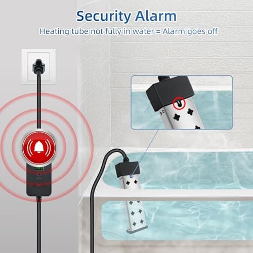 Immersion Water Heater, Portable Bathtub Heater with Thermostat, Bucket Heater with Real-Time Temperature Display and Control, Dry Burn Protection for Bucket, Basin, Bathtub 1800W (120V 15A)