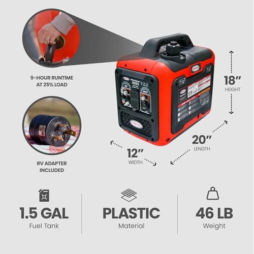 SIMPSON Cleaning SIG2218 Portable Gas Inverter Generator Power Station for Camping, RV, Home Use, Construction, and More, 2200 Starting Watts 1800 Running Watts