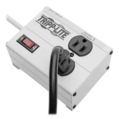 Tripp Lite IBAR2-6D Isobar 2 Outlet Surge Protector Power Strip, 6ft Cord, Right-Angle Plug, Metal, Lifetime Limited Warranty & Dollar 25,000 Insurance