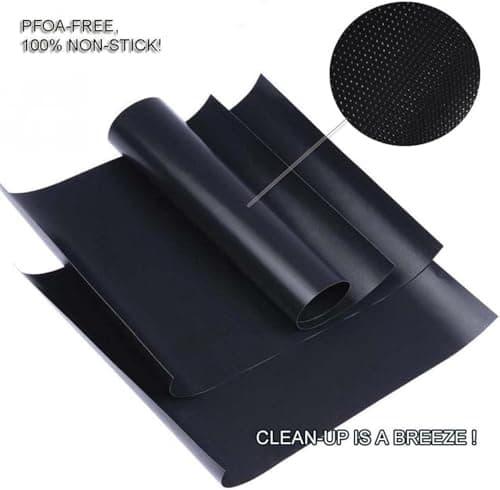 Renook Grill Mat Set of 6-100% Non-Stick Reusable Mats for Gas, Charcoal or Electric Grills - Easy to Clean - 15.75 x 13-Inch, Black