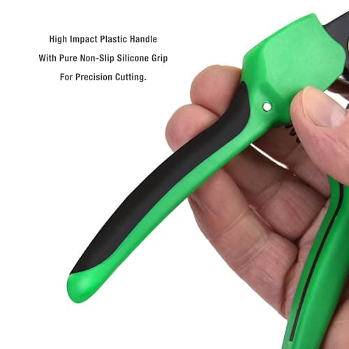 8 Inch Garden Pruner with a SK5 Carbon Steel, Non-stick, Rust Resistant Blade. Adjustable for Small and Large Hands