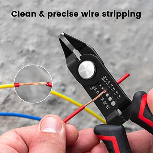 KAIWEETS Wire Cutters 6-Inch Flush cutter with Supplementary Stripping, Cutting Pliers, Handy and Slim Diagonal Cutters, Side Cutting Pliers, Sharp Snip, Safety Lock