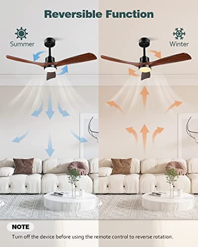 Ceiling Fans with Lights and Remote, 52 Inch Outdoor Ceiling Fan for Patios with Light 3 Downrods, 3 Blades Modern Ceiling Fan Noiseless Reversible DC Motor, Wood Fan for Farmhouse