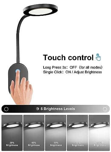 deeloop LED Wall Mounted Reading Light for Bed, Book Light for Wall Bedside Lamp with USB Output, 4 Hour Auto-Off Timer Lights，Eye-Caring Reading Lamp with 5 Dimmable 360° Gooseneck Headboard Light