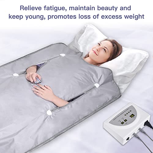 Infrared Sauna Blanket for Fitness and Detox Anti Aging, Length 71" with Remote Control, 2 Zone Temperature Control, Quick Sweating Professional Body Sculpting Home Sauna