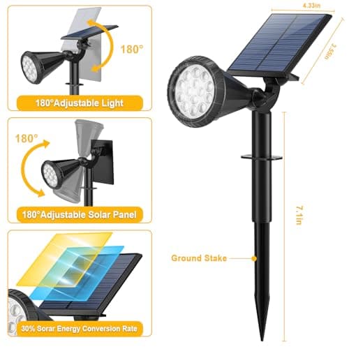 WELALO Solar Color Changing Spot Lights Outdoor Waterproof for Flag, [6 Pack/7 Modes] Multicolor Landscape Spotlights 180° Adjustable Solar Powered Lights for Walkway Pathway Tree Yard Garden Wall