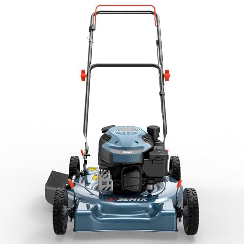 Senix 144 cc Gas Lawn Mower, 20 inch 2-in-1 Push Mower with Mulching and Side Discharge, 4-Cycle Engine, 5 Position Cutting Height Adjustment for Lawn, Yard and Garden (LSPG-L5)