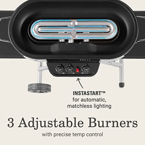 Coleman RoadTrip 285 Portable Stand-Up Propane Grill with 3 Adjustable Burners & Instastart Ignition, 20,000 BTUs of Power for Outdoor Cooking