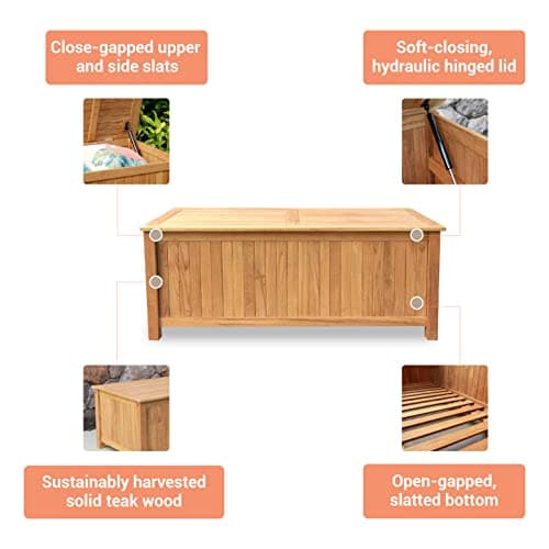 Cambridge Casual Arie 60 inch Wood Outdoor Deck Storage Box, Natural Teak