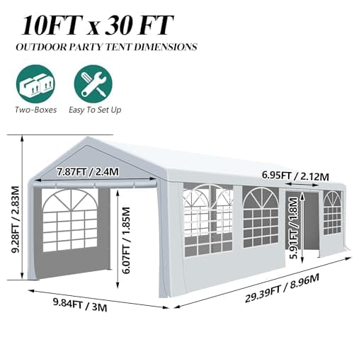 10' x 30' Canopy Party Tent & Carport - Heavy Duty Outdoor Wedding Gazebo with 4 Sand Bags, Event Shelter Canopy for Outdoor Event, Wedding, Birthday Party