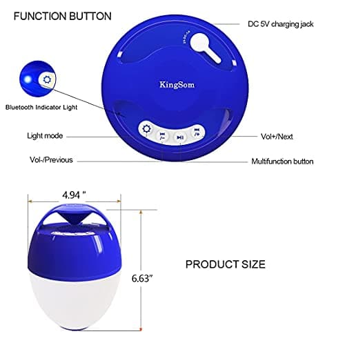 Bluetooth Pool & Hot Tub Speaker with Colorful Lights & 360 Surround Sound, IP68 Waterproof Floating Speaker, Up to 85ft Bluetooth Range