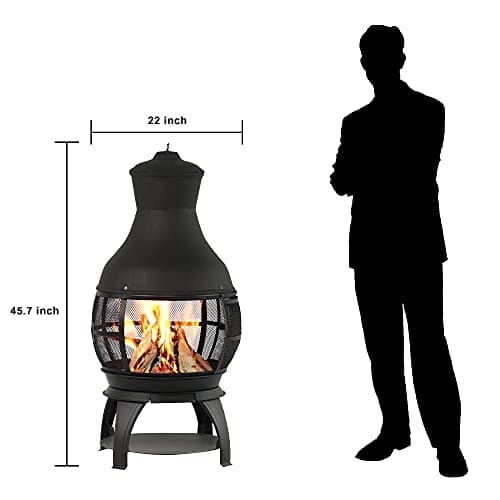 BALI OUTDOORS Wood Burning Fire Pits Chimenea Outdoor Fireplace Wooden Firepit, Brown-Black
