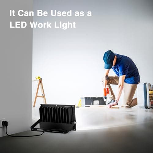 Onforu 60W Flood Lights Outdoor, 8400lm Bright LED Work Light with Plug, 6500K Daylight White LED Flood Lighting, IP66 Waterproof Security Yard Lights for Garage Stadium 2 Pack