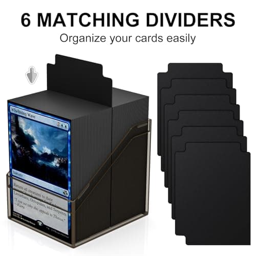 Mlikero Card Deck Cases, 6 Pack Acrylic Commander Deck Box Holding 100+ Sleeved Cards with 6 Dividers, Sturdy Card Storage Box Fit for MTG, TCG, Sports Cards (Black)