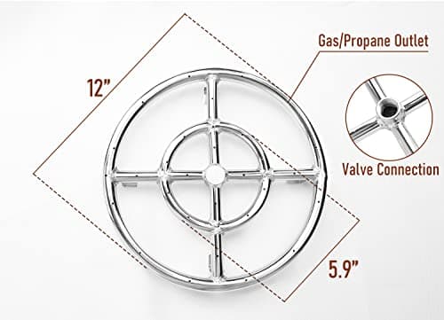 Uniflasy 12" Fire Pit Ring Burner Kit, Stainless Steel Propane Gas Firepit Ring Kit with Spark Ignition, Control Knob and Propane Hose Installation Kit for Indoor&Outdoor Fireplaces DIY Burner Kit