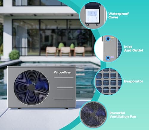 30000 BTU Swimming Pool Heater Pump Pool Heater For Above Ground Pool 120V 8000 Gallon Inground Pool Heater Spa Heating or Cooling WiFi Control Schedule
