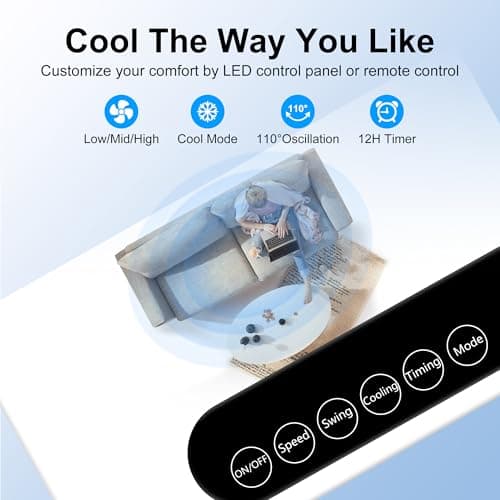 MEPTY 2500CFM Swamp Cooler Air Conditioner, 3-IN-1 Evaporative Air Cooler with 8Gal Tank, 120°Oscillation, 12H Timer, Remote Control, 3 Speeds, Outdoor Cooling Fan for Patio, Garage, Porch,Indoor Use