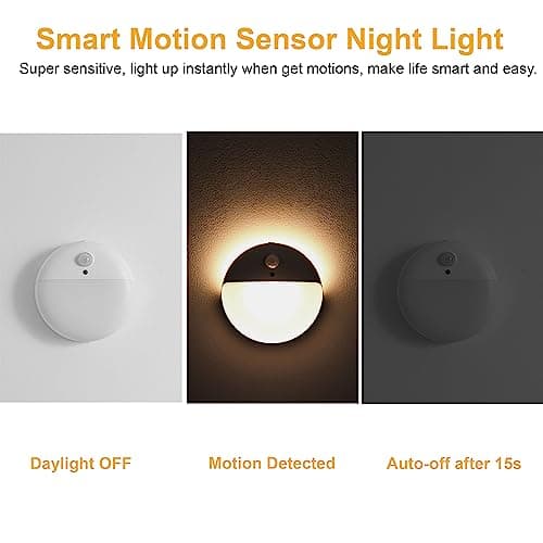 2 Pack Stair Lights Indoor, Stick on Lights, Motion Sensor Night Light, 3 Modes, Dimmable, Portable Battery Night Light for Closet, Cabinet, Bathroom, Bedroom, Kids, Tents, Travel, Warm White