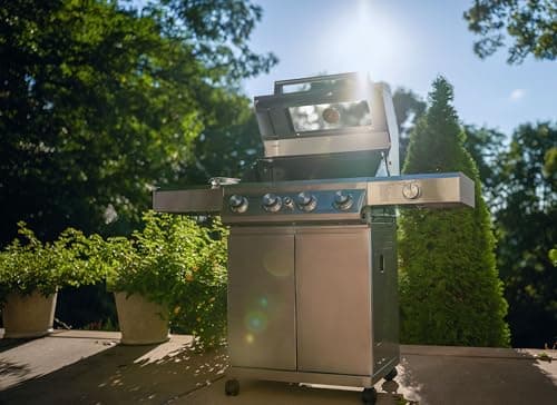 Monument Grills Larger 4-Burner Propane Gas Grills bbq Stainless Steel Heavy-Duty Cabinet Style with Knob Controls Side Burner Mesa 400m with Smoker Box (2 Items)
