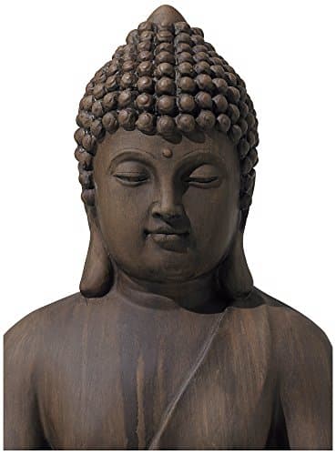 John Timberland Sitting Buddha Statue Sculpture Zen Asian Japanese Garden Decor Outdoor Front Porch Patio Yard Outside Home Balcony House Dark Sandstone Faux Stone Finish Resin 29 1/2" Tall