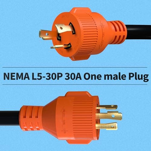 30 Amp to 15 Amp Generator Y Splitter Adapter Cord,NEMA L5-30P Male Plug to 5-15R Female,Heavy Duty STW 10 AWG for Generator, ETL Listed, Orange