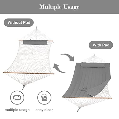 SUNCREAT 15 FT Hammocks for Outside, Two Person Hammock for Patio, Garden, Porch, Outdoor, Light Gray