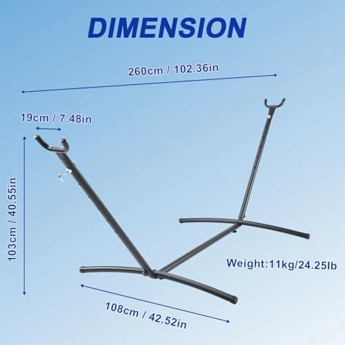 Hammock Stand Adjustable, Portable Hammock Stand Heavy-Duty Anti-Slip, 440-Pound Capacity for Garden Patio Men Backyard Women Children, Black