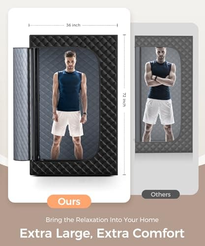 Sauna Box,Portable Sauna for Home use with Ten Aluminium foil Heating Blankets，Personal Steam Sauna with 3L Steamer, 9 Levels, Folding Chair，Extra Large Size (36 * 36 * 71inch)
