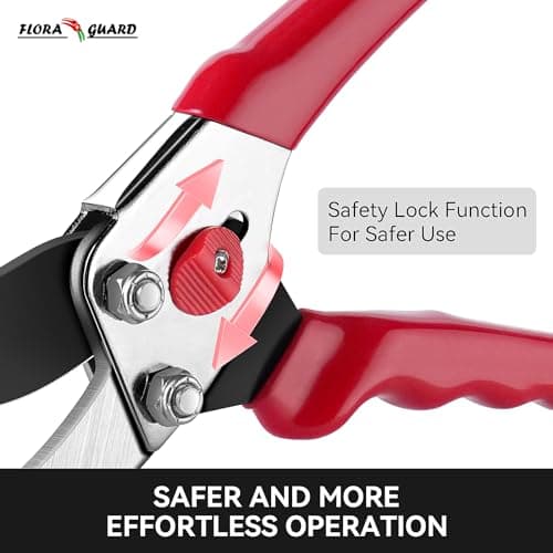 Flora Guard Garden Shears 8.5" Bypass Pruning Shears, Professional Ultra Sharp Sk5 Steel Garden Clippers, Heavy Duty Plant Cutting Scissors Tools Supplies, Hedge Branch Trimmer, Super Durable