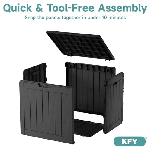 30 Gallon Waterproof Resin Deck Box, UV Resistant Outdoor Storage for Garden, Patio, Porch, Delivery,Striped Black
